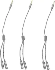 LABRIMP 3pcs Audio Splitter Adapter Sleek Headphone Microphone Splitter Cable for Simultaneous Connection to Phones Minimalist Design