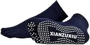 [COMVIP] Soft Unisex Adult Five Fingers Anti-slip Fitness Sport Toe Socks A-Navy Blue