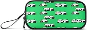RPLIFE Cute Cartoon Pandas Poses Green Pencil Pouch Pack, Pencil Zipper Bags, Long Pencil Case