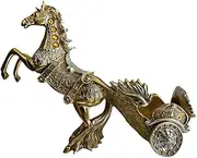 Fenteer Decorative Wine Bottle Holder, Creative, Display Centerpiece Home Decor Tabletop Wine Rack for Countertop Bar Cabinet Decor, Horse Pull cart Gold
