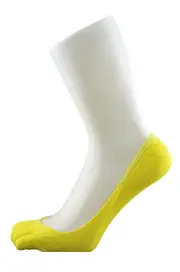 Womens Pair Invisible Anti Slip Five Toe Sock Footlets Sockettes Yellow