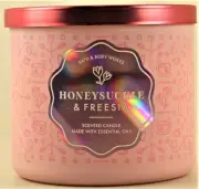 Bath & Body Works White Barn HONEYSUCKLE & FREESIA 3-Wick 14.5 Oz Scented Candle