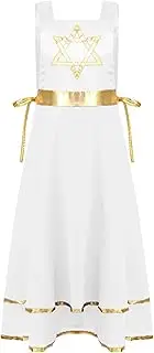 [Linjinx] Girls Sleeveless Liturgical Praise Dance Ballet Dress Color Block Full Length Robe Worship Performance Costume