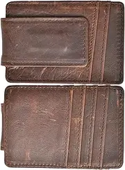 [HOPSOOKEN] Money Clip RFID Front Pocket Wallet Men Leather Slim Minimalist Wallet