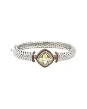 Silver 3.93 ct. tw. Diamond & Lemon Quartz Bangle Bracelet
