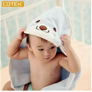 COTEX 熊熊浴巾 寶寶浴包巾 橘色