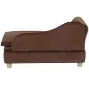 Brown Pet Sofa Couch for Medium Dogs and Cats with Storage, Easy Assembly