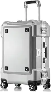 [sdneNest] Carry-on Suitcase Luggage Hard Shell Carry On Luggage with Aluminum Frame,No Zipper Suitcase, Combination Lock Carry-on Suitcases Carry On Luggages, 20in, White (Silver 24in)