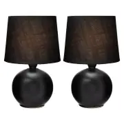 Set of 2 Capri Ceramic Base Modern Round Table Lamp - Black