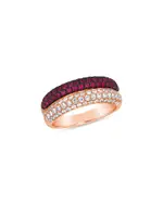Bloomingdale's Fine Collection Ruby & Diamond Double Row Ring in 14K Rose Gold