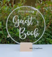 Engraved Round Circle Acrylic Perspex Guestbook Sign - Wedding - Guest Book -