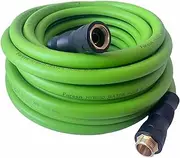 Garden Hose 5/8 in x 75 ft, Hybrid, No Kink, Heavy Duty, Lightweight, Flexible, Male Female Fittings, Handle & 3/4" GHT Solid Brass, 200 PSI (75FT, Green Black)