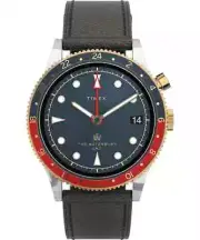 Timex Waterbury Traditional GMT 39mm Leather Strap Watch TW2U90500