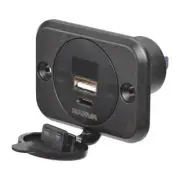 Narva 81106BL Heavy-duty Usb/Usb-C Socket With Volt/Amp Meter (Blister Pack O...