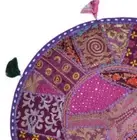 Patchwork Cotton Round Floor Cushion Cover Pillow Indien Handmade Turquoise