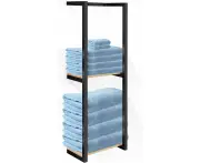 Matte Black for Bathroom 31 inch, 2 Tier Wall Mounted Modern Towel Holder with Shelf, Square Towel Rack Towel Storage for Small Bathroom,Wall Towel Rac