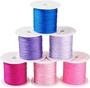 PandaHall 6 Rolls 0.4mm Nylon Cord Chinese Knot Cord Braided Macrame Thread Beading Cord for Crafts Friendship Bracelets Necklace Jewelry Making