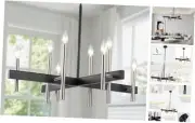 31.5'' 8-Light Modern Chandeliers for Dining Room, Large Farmhouse Brushed