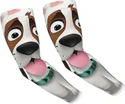 [FHEDVBN] funny dog Arm Sleeves Compression Arm Covers for Men Women Outdoor Sun Sleeves Cooling Sports Sleeve, Black
