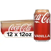 Coca Cola Vanilla Soda Soft Drink 12 Pack Coke Soda Pop 12oz Cans Pack of 12