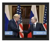 PRESIDENT DONALD TRUMP AND VLADIMIR PUTIN SHAKING HANDS 8X10 FRAMED PHOTO