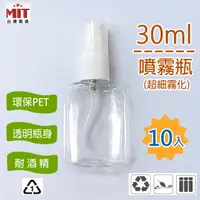 在飛比找PChome24h購物優惠-(10入現貨) 透明PET隨身噴霧瓶30ml(美型扁瓶X10