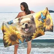 YMXFXP Microfiber Thin Lightweight Beach Towel Chow Chow Dog Cute Quick Dry Pool Towels 30” x 60” Sand Free Absorbent Yoga Camping Towel for Gym, Gym, Picnic M