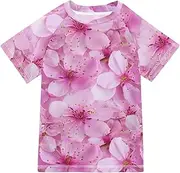 [ODAWA] Kids Swim Shirts Cherry Blossoms UPF 50+ Quick Dry Sun and Sand Protection Swim Shirt Swimming Shirts