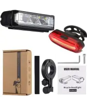 LED Bike Front & Tail Light Set USB Rechargeable Waterproof Cycling Safety Torch
