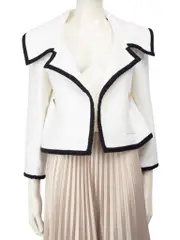 White Tweed Black Trim Jacket