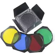 Phottix Barndoors, Grid and Gel Set for 7in Reflectors