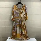 Harlow & Rose Dress Woman’s Size Large Multicolored Floral Patchwork Boho NWT