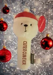 Demdaco Santa Hat Plush Rattle & Play Cutest Cub Ever Stuffed Animal Toy New
