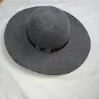 House Of Harlow 1960 Womens 100% Wool Gray Floppy Hat Black Band Gold Buckle NWT
