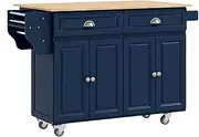 Trolley on Wheels 58" Kitchen Island Cart Modern Drop Leaf Storage Trolley Shelf On Wheels, Black Trolley