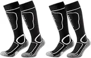 2 Pairs BLACK CREVICE Ski Snowboard Socks with Cushioning Function/Unisex / 2 Colours / 3 Sizes Multi-Coloured Black/Orange Size:35-38