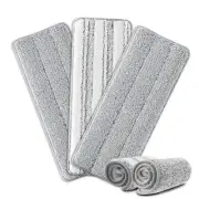 Flat Mop Pads, 3 Pack 13" X 4.9" Microfiber Mop 3 Pack - White and Grey