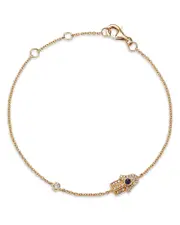 Bloomingdale's Fine Collection Sapphire & Diamond Hamsa Bracelet in 14K Yellow Gold