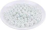Weebee 200Pcs Glass Pearl Beads Assorted Colors Loose Spacer Round Czech Tiny Satin Luster Handcrafted Beading Assortments for DIY Craft Necklaces Bracelets Beads for Jewelry Making (White, 4mm)