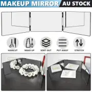 Adjustable Makeup Mirror Tri-Fold Hairdressing Self Haircut Hanging Hook Home AU