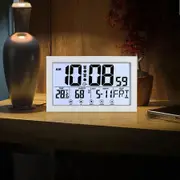 Digital Wall Clock Extra Large Display Calendar Alarm Date Week Temperature 2 Clocks Seniors Elderly White Easy Read Timekeeping Aid