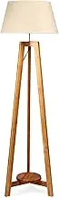 Floor Lamp Natural Large Bamboo Tripod LED Lights with Beige Linen Shade for Living Room Bedroom