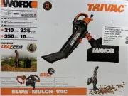 Worx TriVac Electric Corded 12 Amp Blower/Mulcher/Vacuum with Leafpro System