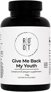 THEROOTBRANDS Give Me Back My Youth GBMY - Collagen & Colostrum Blend for Gut Health, Immunity, Energy, Skin Radiance, Sleep, and Performance Optimization (120g)