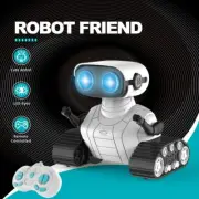 Rechargeable Remote Control Robot Toy with LED Eyes, Music & Tank Tracks