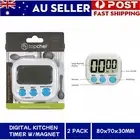 2 x Digital Kitchen Timer with Magnet 8x7x3cm Alarm Count Down Clock Cook Stick