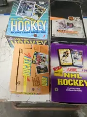 4 Boxes 1988-89 OPC Stickers 1990-91 Topps 1991-92 Score/ PS French Hockey Boxes