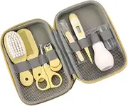 ZELINYE Baby Grooming Kit, 8 in 1 Baby Hair Brush/Nail Clipper/Nose Cleaner/Finger Toothbrush/Nail Scissors/Manicure Kit for Baby Care Keep Healthy and Clean(Yellow)