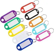 Y8HM 10 Pcs Plastic Key Tags with Split Ring 10 Colours Coloured Key Fobs Labels ID Keyring Tags for Luggage Pet Name Memory Stick