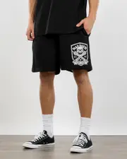 [The Mad Hueys] The Mad Hueys Men's Ahoy Fkers Shield Track Shorts in Black Size Medium M Black